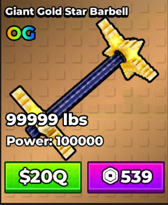 Giant Gold Star Barbell in Kick a Lucky Block